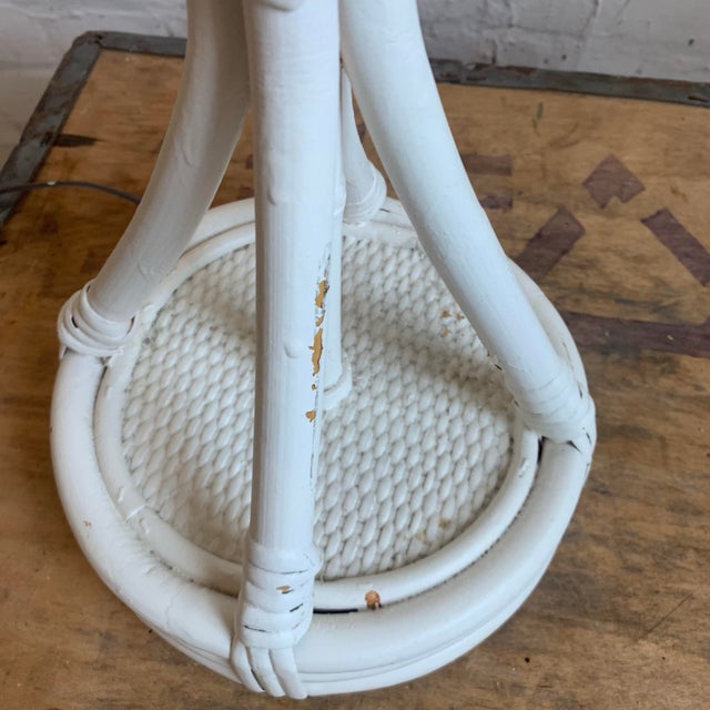 Mid-20th Century White French Boho Double Rattan Table Lamp Manner of Louis Sognot For Sale - Image 11 of 12