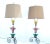 Set of Van Teal Mid-Century Modern clear, pink and green Lucite Table Lamps. Come with Harps and Gold Shades. US wired, UL...