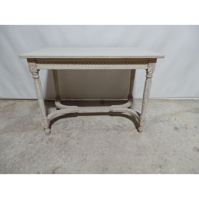 This is a Very Rare and unique Swedish Gustavian style island table. it was restored and repainted with Milk Paints...