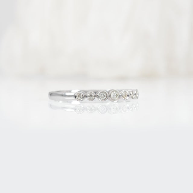 Natural Earth Mined Diamond Bezel Band – Solid 14k Gold Stackable Wedding Ring, Size 6.75 For Sale In Columbus - Image 6 of 8