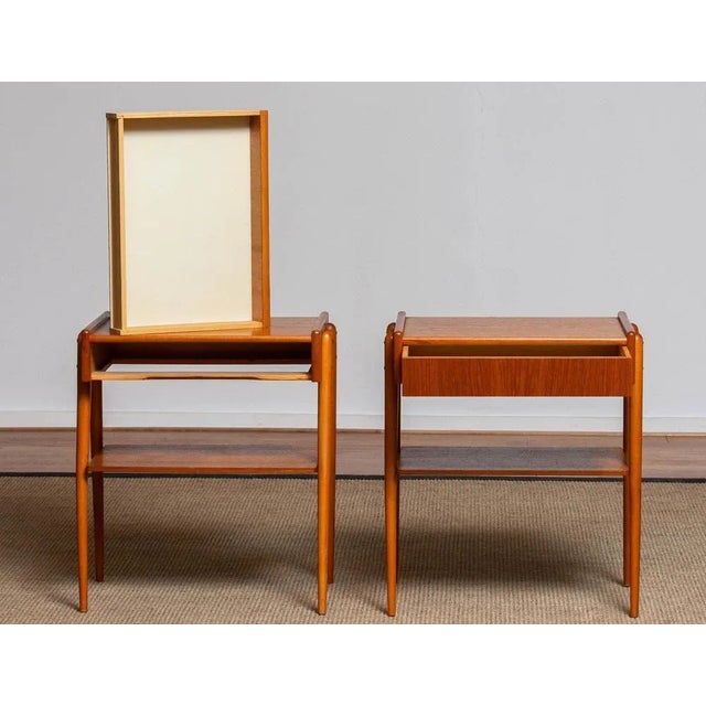 Wood Teak Nightstands from Carlström & Co Mobelfabrik, Sweden, 1950s, Set of 2 For Sale - Image 7 of 13
