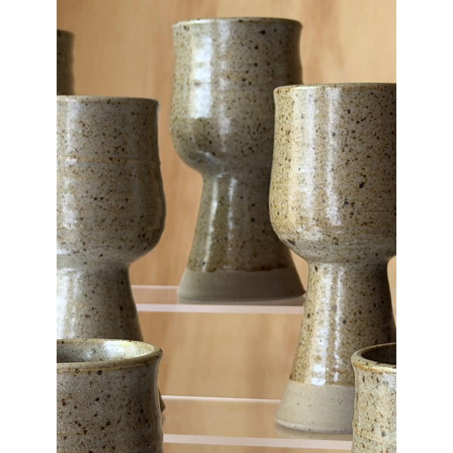 Handmade Speckled Stoneware Goblets, Set of 8 For Sale - Image 13 of 18