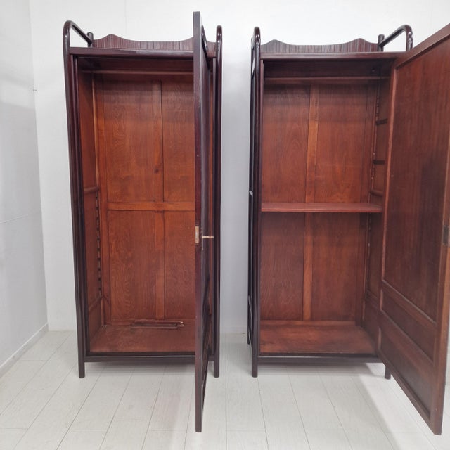 Antique Model No. 60 Wardrobes from Jacob & Josef Kohn, 1890s, Set of 2 For Sale - Image 3 of 16