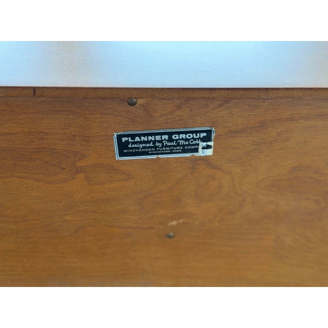 Paul McCobb Planner Group Credenza - Model 1513-L - Grasscloth Doors - 1950s Midcentury Cabinet For Sale - Image 9 of 12