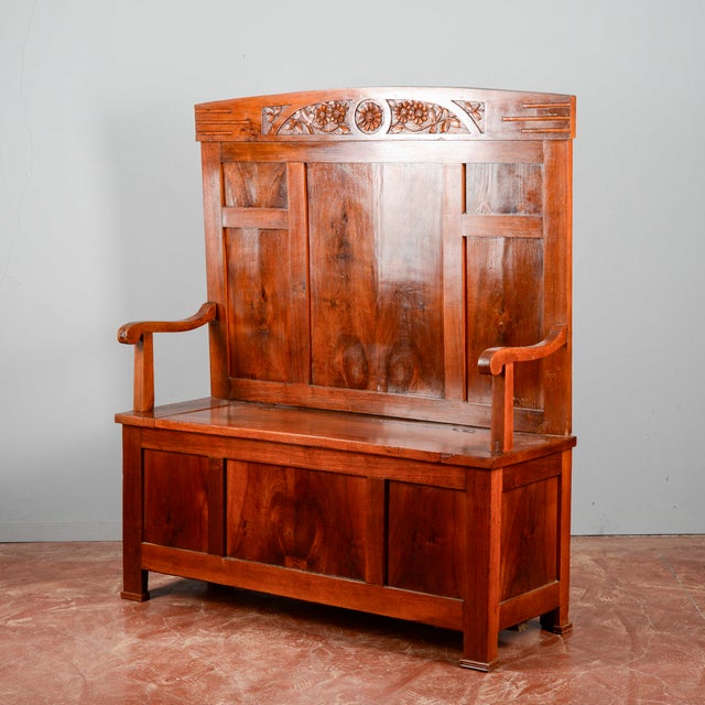 Art Deco Carved Bench with Armrests For Sale - Image 14 of 18