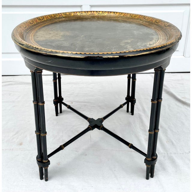 Antique English Faux Bamboo Papier Mache Tray Table Chairish