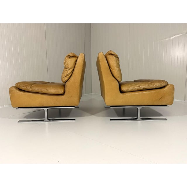 Mid-Century Modern Special Lounge Chairs in Leather and Chrome, 1960s, Set of 2 For Sale - Image 3 of 18