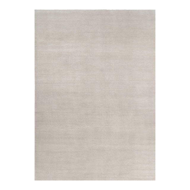 Rug & Kilim’s Oversized Contemporary Textural Solid Rug in Ivory Tones - 12x17 For Sale