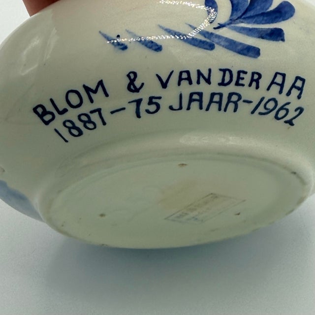 Vintage Delft Blue Small Planter Dutch Windmill Blom Van Der Aa 1962 Holland For Sale In Richmond - Image 6 of 9