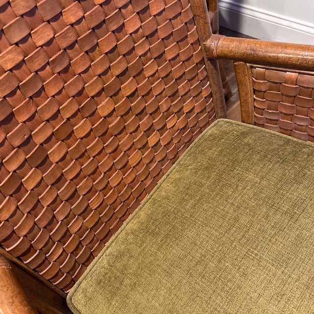 Wood 1960s Ficks Reed Bamboo and Leather Dining Chairs For Sale - Image 7 of 12