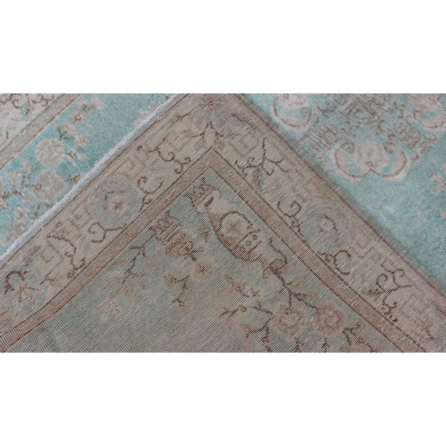 Vintage Turkish Rug With Khotan Design in Sea Foam Blue, Taupe and Light Brown 4'11 X 8'6 For Sale In Atlanta - Image 6 of 7