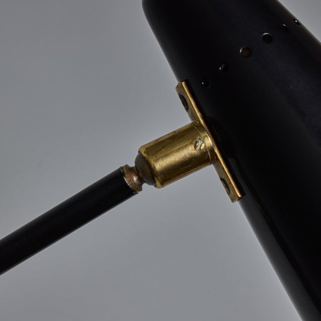 1950s Stilnovo Perforated Black Metal and Brass Sconce With Stamped Label For Sale - Image 16 of 17