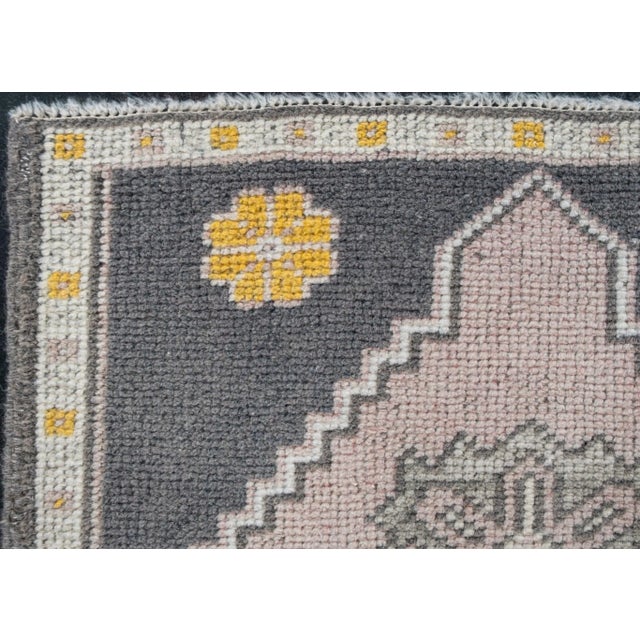 Oriental Hand Knotted Vintage Turkish Mini Rug 1'9" x 3'2" For Sale - Image 4 of 6