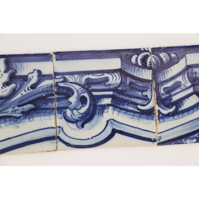 Blue 19th Century Set of Four Portuguese Tiles With a Baroque Border Motif For Sale - Image 8 of 12