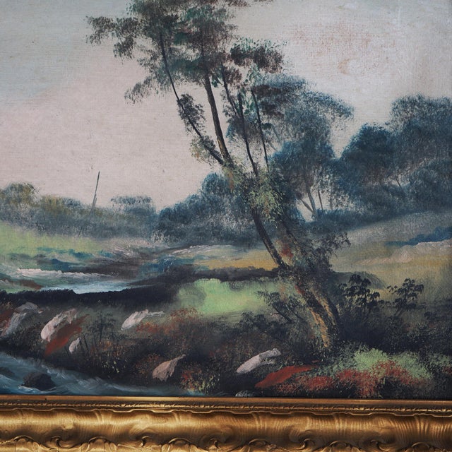 Early 20th Century Antique Oil on Board Painting, Landscape with Mill & Water Wheel, Framed, C1900 For Sale - Image 5 of 12