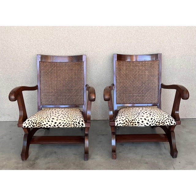 Pair of Mid 20th Century Walnut, Caned Back Fireplace Low Armchairs For Sale - Image 17 of 18