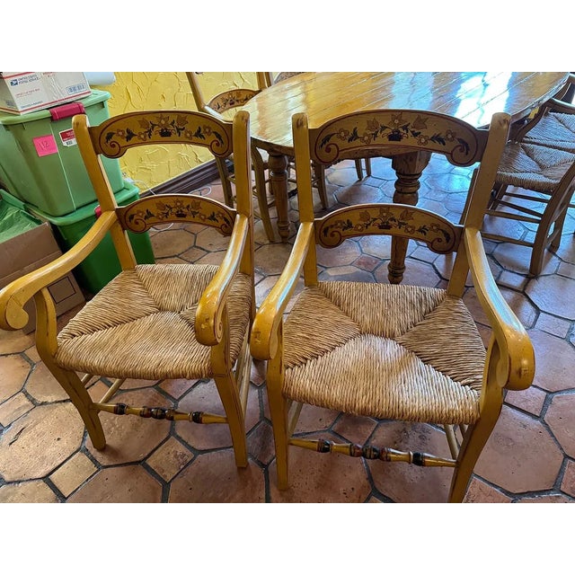 French Country Vintage Style Oval Kitchen Dining Table & 8 Chairs For Sale In West Palm - Image 6 of 8