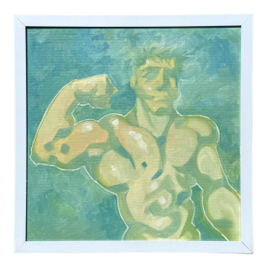Vintage Boho Abstract Figurative of Man Oil on Board