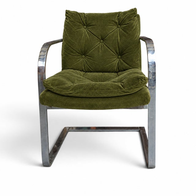 Orange Vintage Chrome-Finish Steel Cantilever Lounge Chair in Orange Vinyl For Sale - Image 8 of 9