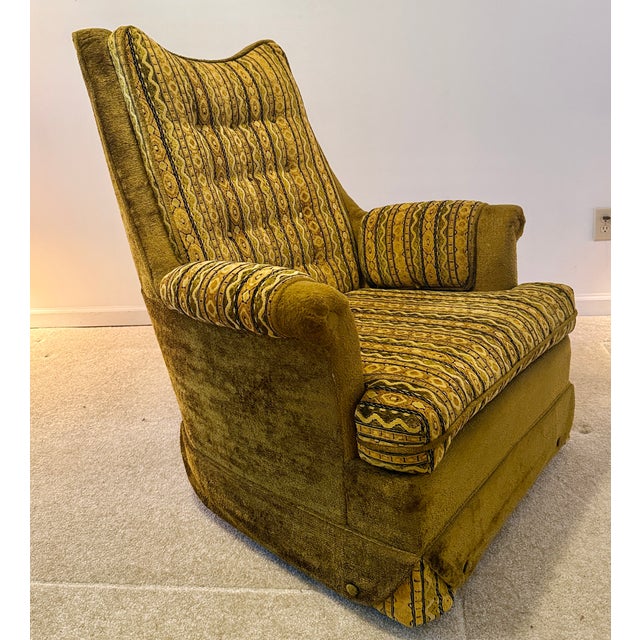 Mid Century Swivel Rocker Highback Matching Chair For Sale - Image 4 of 6