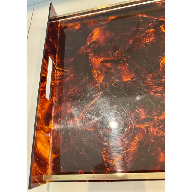 Large Christian Dior Lucite & Brass Serving Tray For Sale In Miami - Image 6 of 10
