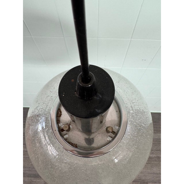 Vintage Industrial Italian Pendant Light in Pulegoso Glass Sphere, 1960s For Sale - Image 13 of 16
