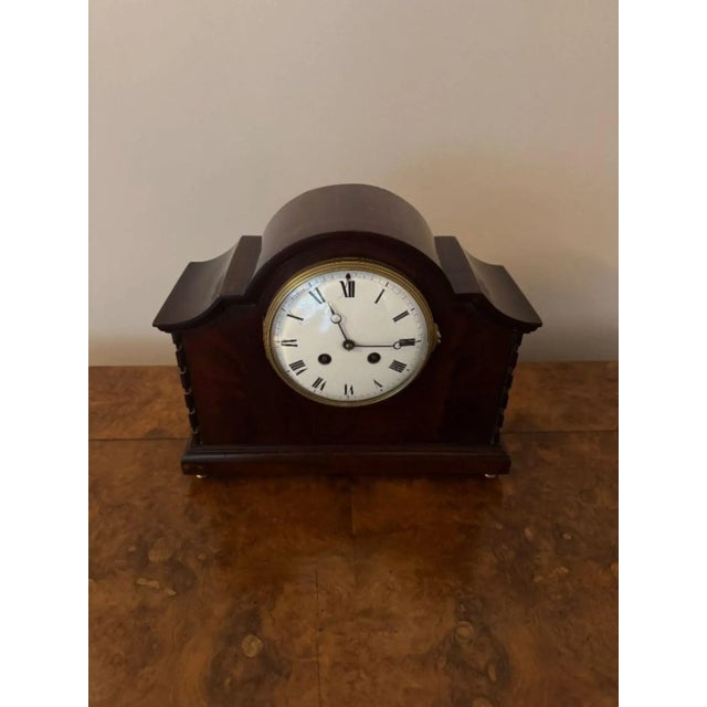 Metal Antique Edwardian Mahogany Mantle Clock, 1900s For Sale - Image 7 of 10