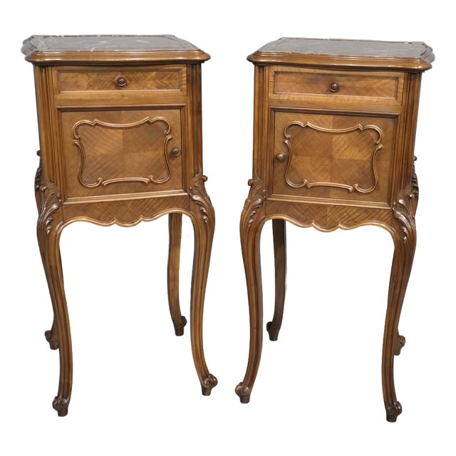 French Walnut Bedside Lamp Tables, 1880, Set of 2 For Sale