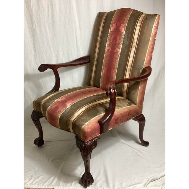 Chippendale Style Mahogany Ball & Claw Upholstered Armchair. This is a wonderful chair very comfortable very sturdy and...