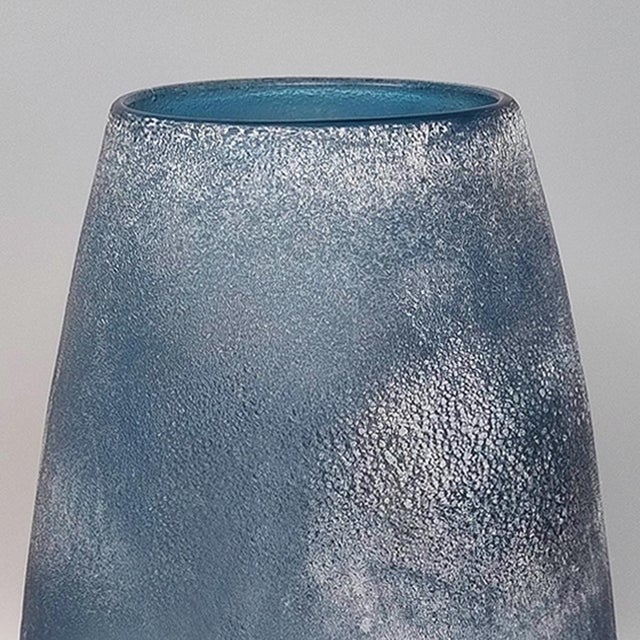 1970s Blue Vase in Frosted Glass from Arte Vetro, Italy, 1970s For Sale - Image 5 of 7