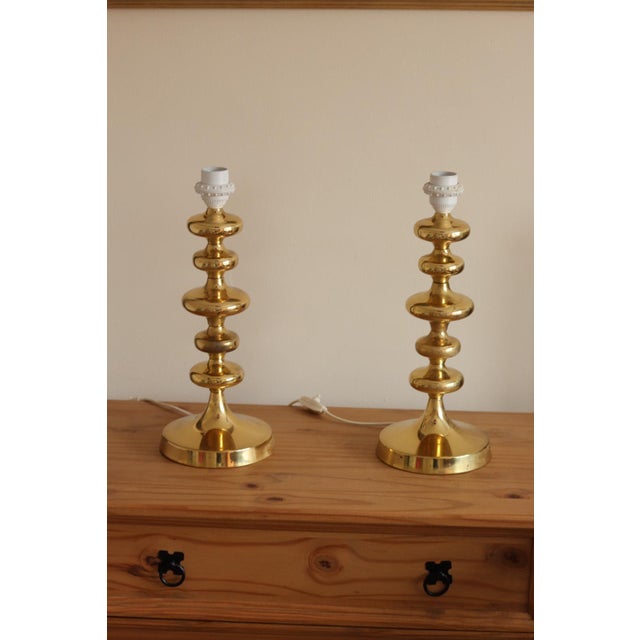 Swedish Brass Bobbin Table Lamp, Set of 2 For Sale - Image 16 of 18