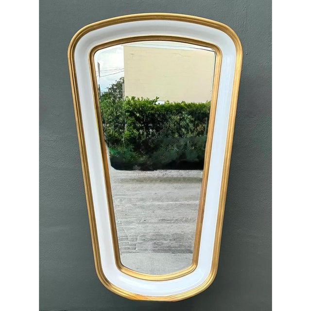 White Vintage Gold Tipped White Lacquer Mirrors - Set of Two For Sale - Image 8 of 12