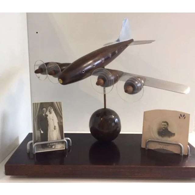 Art Deco Rosewood Wooden Desk Airplane Model, 1940s For Sale - Image 11 of 12