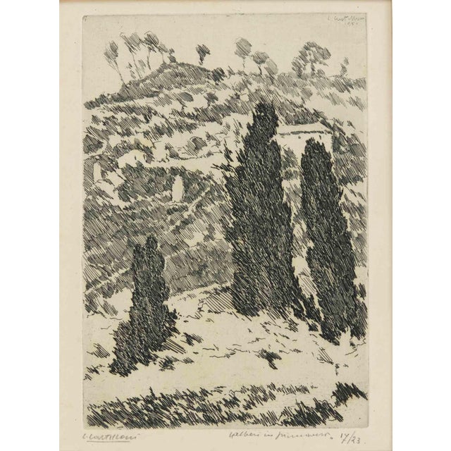 Modern Leonardo Contilloni, Springtime Trees, 1950s, Etching For Sale - Image 3 of 3