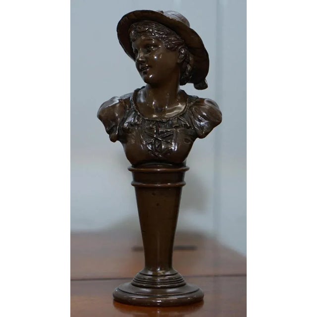 Victorian Solid Miniature Bronze Bust Statues, Set of 2 For Sale - Image 10 of 18