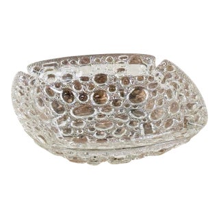Mid Century Modern Blenko Style Bubble Glass Ashtray Catchall For Sale