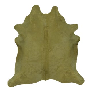 Rug & Kilim’s Contemporary Cowhide Solid Rug in Sage Green Hues For Sale