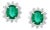 8 Ct Oval Colombian Emerald & 2.5 Ct Diamond Post Back Earrings 18 Kt White Gold For Sale