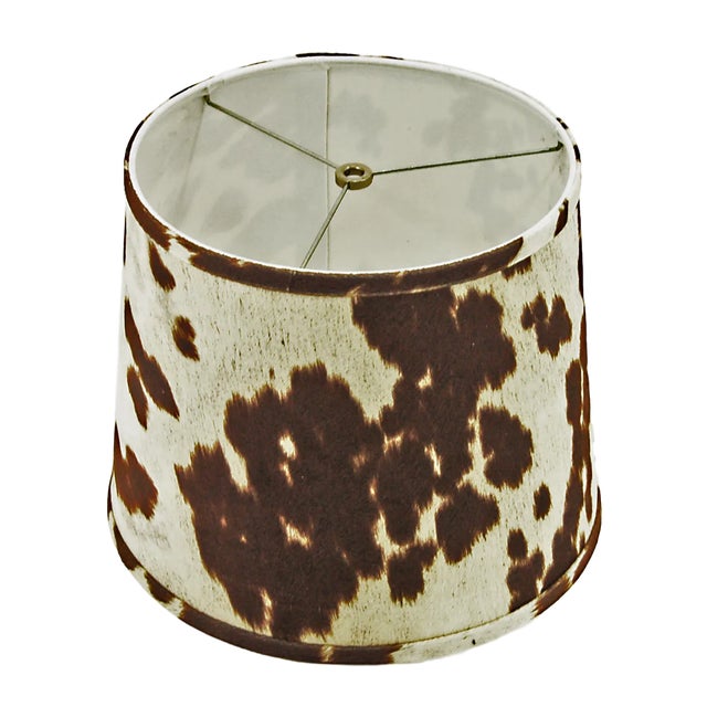Traditional 12" Brown Faux Cowhide Drum Lamp Shade For Sale - Image 3 of 3