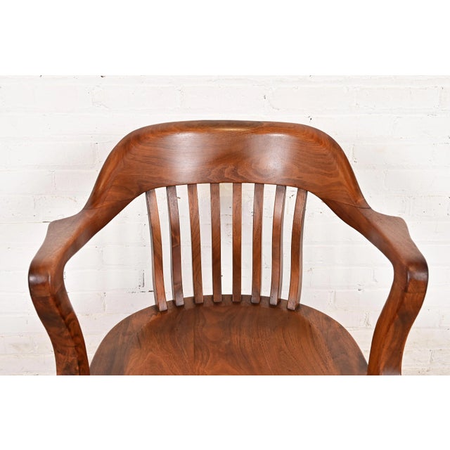 Arts & Crafts Solid Walnut Executive Swivel Desk Chair by Johnson Chair Co. For Sale In South Bend - Image 6 of 12