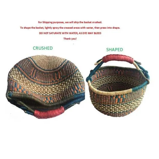 Medium African Basket | Bolga Basket | Ghana Basket | Storage |Market Basket | Picnic |Woven Basket |Plant Pot |Magazine Basket | Harvest Basket For Sale - Image 9 of 9