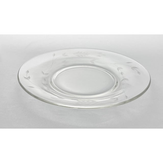 1950s Mid-Century Vintage Etched Wreath Leaves & Sprigs Salad Plates - Set of 9 For Sale - Image 4 of 7