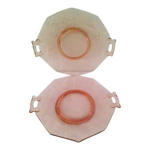 Mid-Century Pink Depression Glass Serving Platters, a Pair
