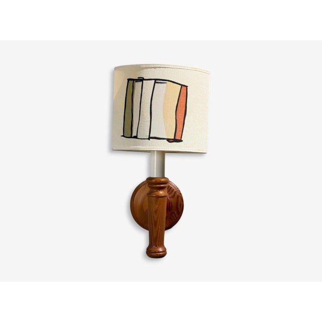 Scandinavian Modern, Wall Sconce, Pine, Fabric, Sweden, 1970s For Sale - Image 9 of 12