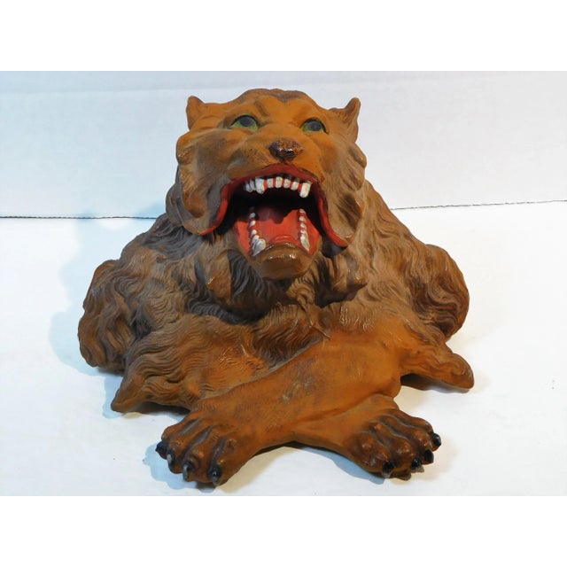 1900 - 1909 1900 Antique Painted White Metal Lion Inkwell For Sale - Image 5 of 13