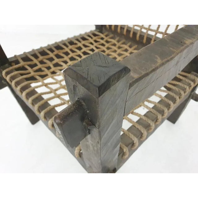 Dutch Oak and Rope Lounge Chair, 1960s For Sale - Image 10 of 12