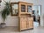 Original 2-piece Art Nouveau kitchen buffet/sideboard, natural wood. External dimensions: Height x Width x Depth 190 x 114...