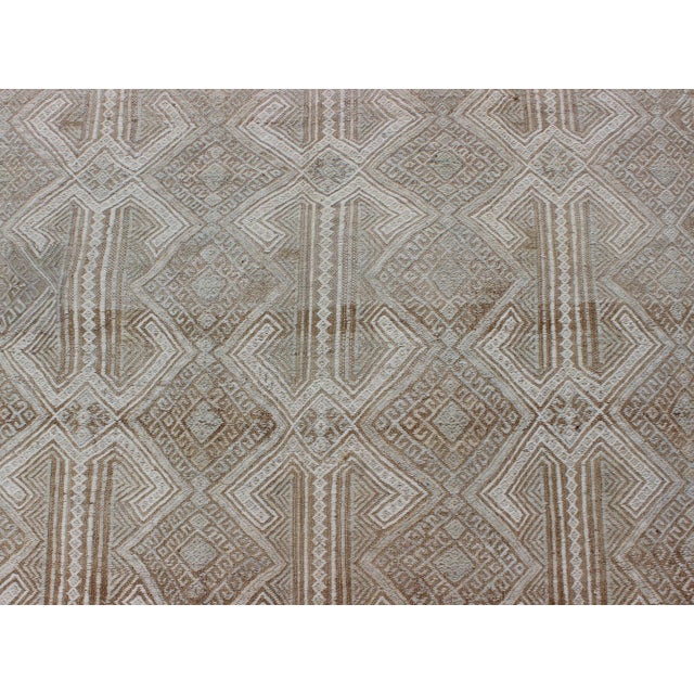 Mid 20th Century Large Turkish Embroidered Flat Weave With All-Over Geometric Design 6' X 10' For Sale - Image 5 of 8