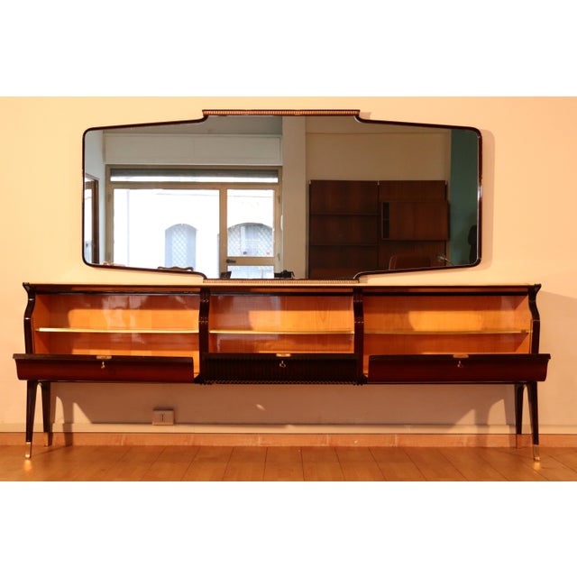 Mid-Century Modern Mid-Century Credenza in Mahogany, Rosewood and Onyx by Osvaldo Borsani, Italy, 1950s For Sale - Image 3 of 18