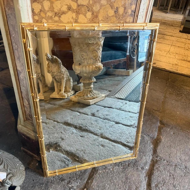 1970s Hollywood Regency Bamboo Shaped Brass Italian Wall MIrror For Sale - Image 16 of 16